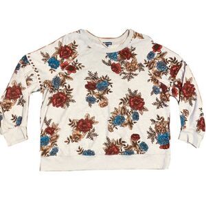 New Democracy Floral Print Women's Spring Sweater, 2X